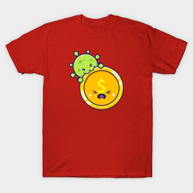 Cute virus with money cartoon 6 T-Shirt by Catalyst Labs